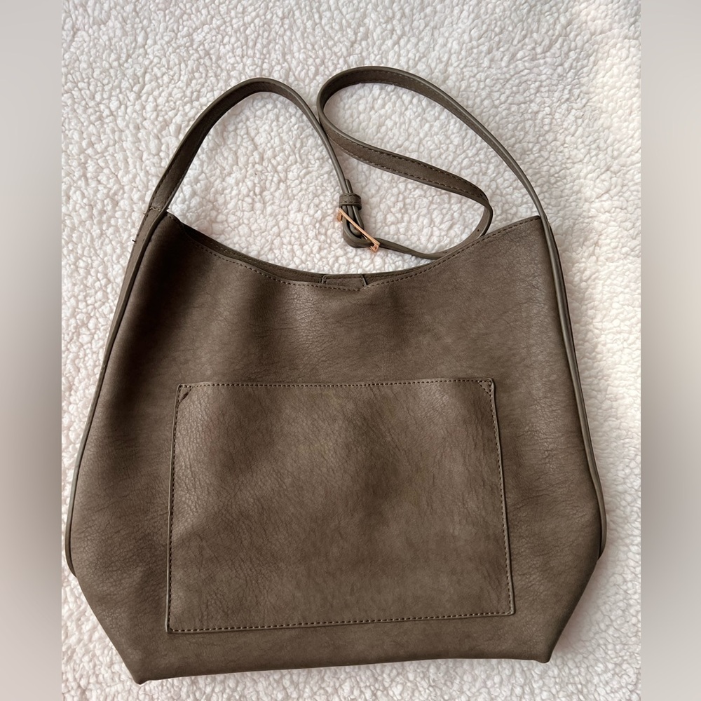 Miztique Olive Hobo Bucket Bag With Adjustable Buckle Strap